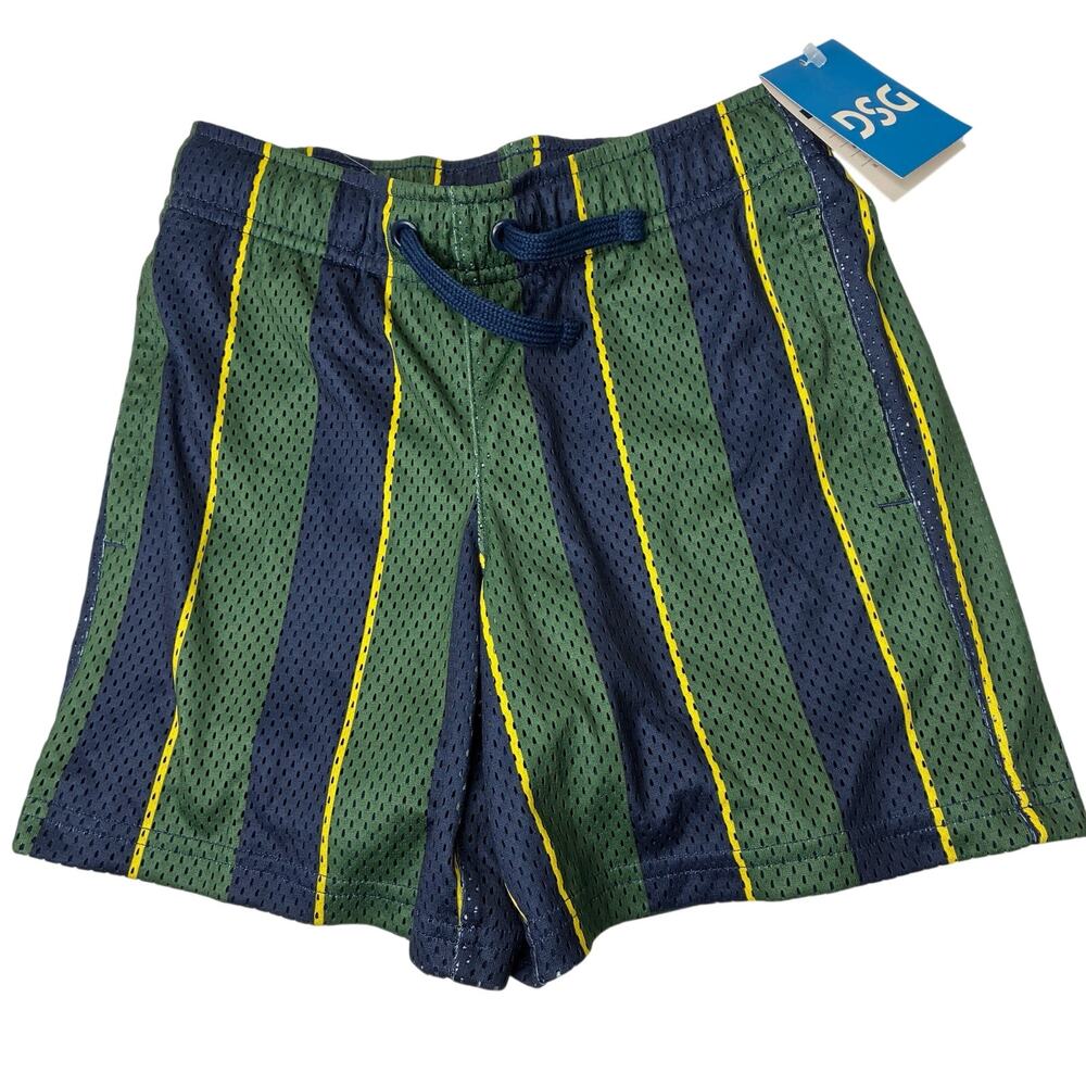 DSG Dick's Sporting Goods Navy Green Stripe Mesh Soccer Shorts NWT Boys XS